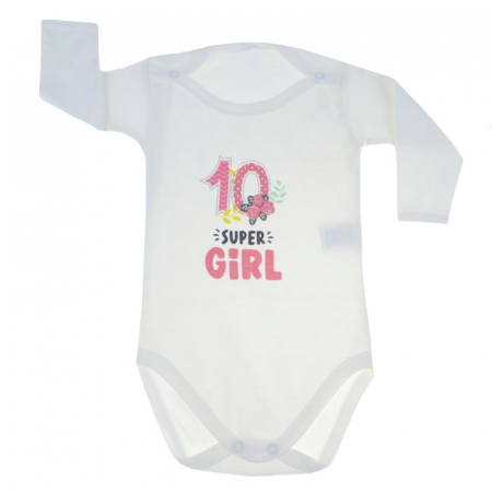 Îmbrăcăminte fete - Body cu maneca lunga pentru fete Mini Junior MJ-8-74-cm, Crem