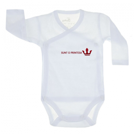 Îmbrăcăminte fete - Body cu maneca lunga pentru fete Pifou Model 10 M10-A10-6A-66-70-cm, Alb