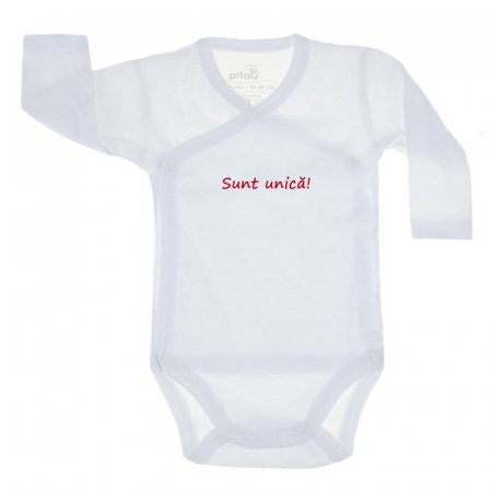 Îmbrăcăminte fete - Body cu maneca lunga pentru fete Pifou Model 10 ML M10-ML6-7-54-58-cm, Alb