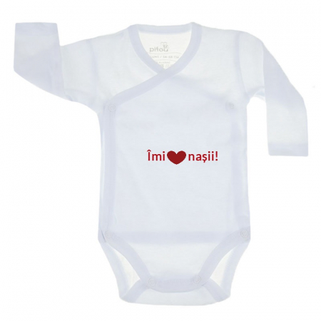 Îmbrăcăminte fete - Body cu maneca lunga pentru fete Pifou Model 10 ML M10ML2-A8-54-58-cm, Alb