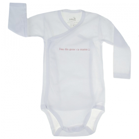 Îmbrăcăminte fete - Body cu maneca lunga pentru fete Pifou Model 10 ML10BMLFI2-AB-70-76-cm, Alb