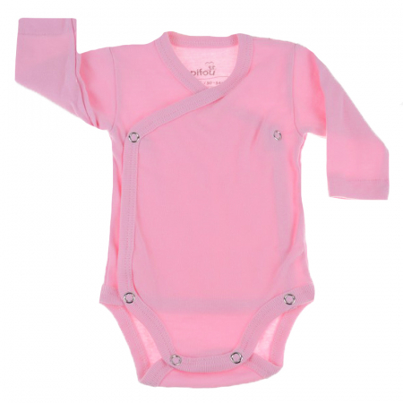 Îmbrăcăminte fete - Body cu maneca lunga pentru fete Pifou Model 10 ML10RZ-50-54-cm, Roz