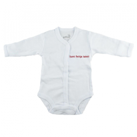 Îmbrăcăminte fete - Body cu maneca lunga pentru fete Pifou Model 11 M11-AL-13-46-50-cm, Alb