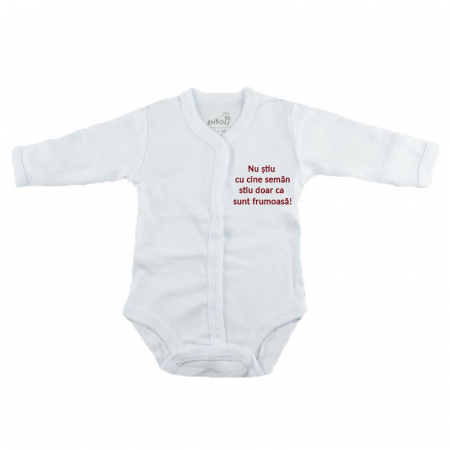 Îmbrăcăminte fete - Body cu maneca lunga pentru fete Pifou Model 11 M11-AL-15-46-50-cm, Alb