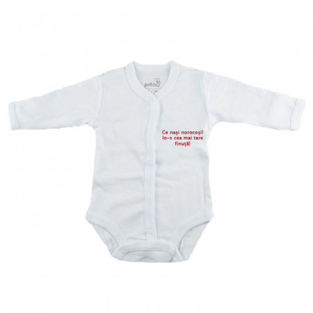 Îmbrăcăminte fete - Body cu maneca lunga pentru fete Pifou Model 11 M11-AL-4-46-50-cm, Alb