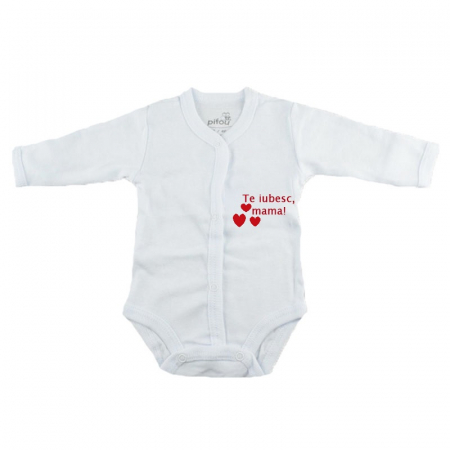 Îmbrăcăminte fete - Body cu maneca lunga pentru fete Pifou Model 11 M11-AL-5-46-50-cm, Alb