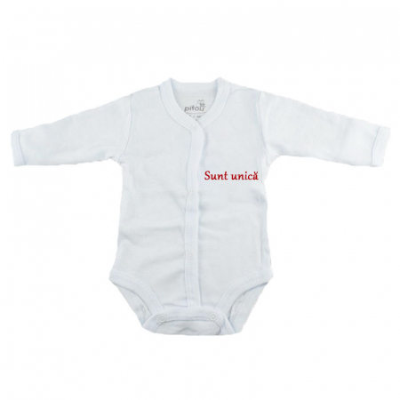 Îmbrăcăminte fete - Body cu maneca lunga pentru fete Pifou Model 11 M11-AL-8-46-50-cm, Alb