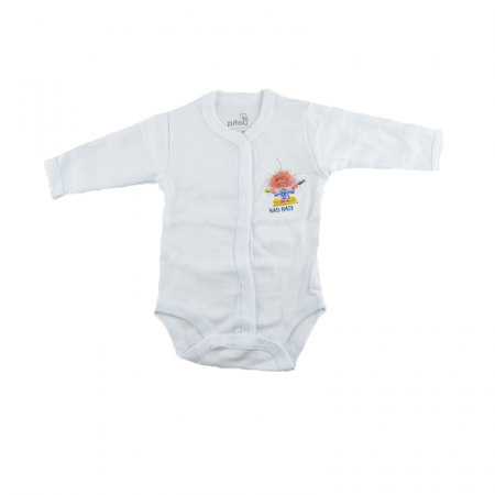 Îmbrăcăminte fete - Body cu maneca lunga pentru fete Pifou Model 11 M11A-1-46-50, Alb