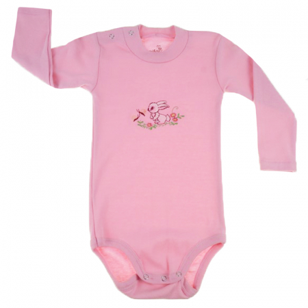 Îmbrăcăminte fete - Body cu maneca lunga pentru fete Pifou Model 13 ML13-76-86-cm, Roz