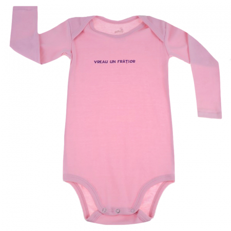 Îmbrăcăminte fete - Body cu maneca lunga pentru fete Pifou Model 6 ML6RZ-2-98-cm, Roz