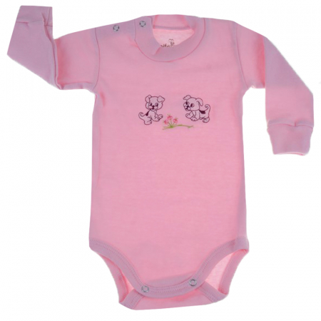 Îmbrăcăminte fete - Body cu maneca lunga pentru fete Pifou Model 9 ML9-RZ-62-66-cm, Roz
