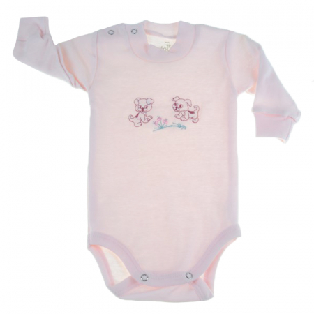 Îmbrăcăminte fete - Body cu maneca lunga pentru fete Pifou Model 9 ML9RZ-60-64-cm, Roz