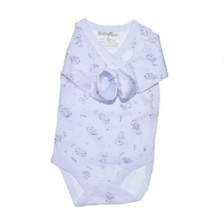 Body cu maneca lunga si manusi pentru bebelusi BabyToo BDYBT-7, Alb [2]