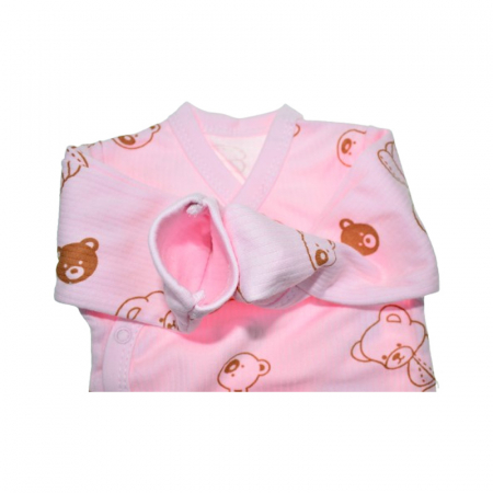 Body cu maneca lunga si manusi pentru fete Mini Junior BDY-MJ-2R, Roz [2]