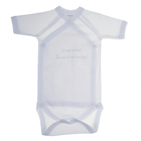 Body-uri baieti - Body cu maneca scurta pentru baieti Mini Bimbi BB1, Alb
