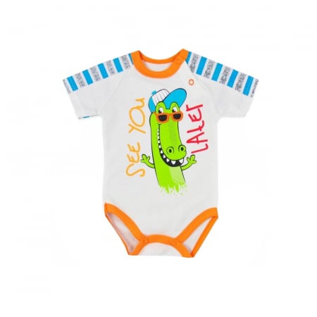 Body-uri baieti - Body cu maneca scurta pentru baieti Koala Aligator 05-954_62 cm, Alb