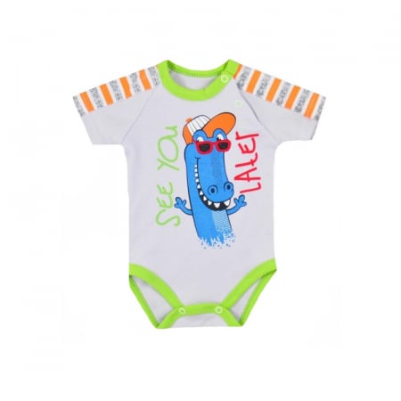Body-uri baieti - Body cu maneca scurta pentru baieti Koala Aligator 05-954AL_62 cm, Alb