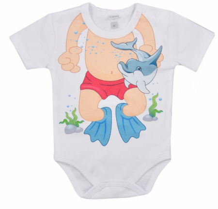 Body-uri baieti - Body cu maneca scurta pentru baieti Koala Bohater 3499A1-92-cm, Alb