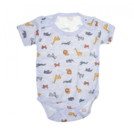 Body-uri baieti - Body cu maneca scurta pentru bebelusi Mini Junior 2656TK-G, Gri