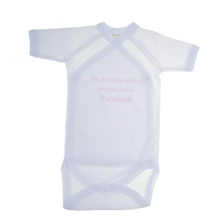 Îmbrăcăminte fete - Body cu maneca scurta pentru fete Mini Bimbi BB4-48, Alb