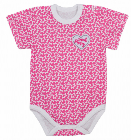 Îmbrăcăminte fete - Body cu maneca scurta pentru fete Koala Cool Dog 05-229R-74-cm, Roz