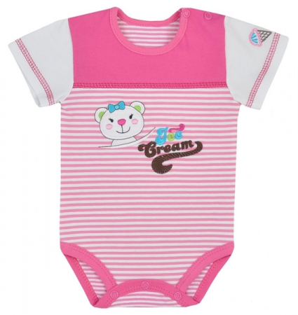 Îmbrăcăminte fete - Body cu maneca scurta pentru fete Koala Ice Cream 04-375R1-68-cm, Roz