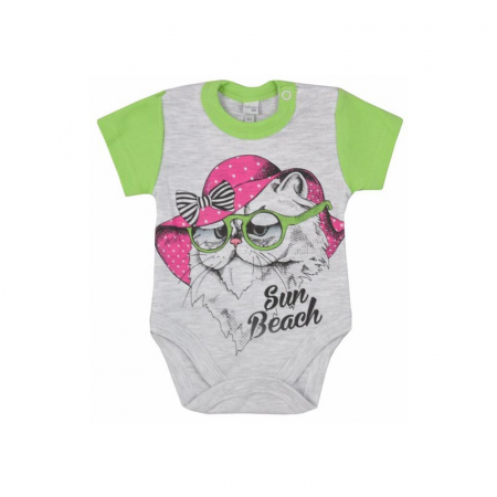 Îmbrăcăminte fete - Body cu maneca scurta pentru fete Koala Pies i kot 04-838G_68 cm, Gri