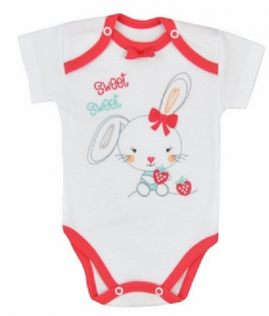 Îmbrăcăminte fete - Body cu maneca scurta pentru fete Koala Truskawka 04-385A-68-cm, Alb
