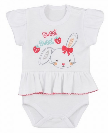 Îmbrăcăminte fete - Body cu maneca scurta pentru fete Koala Truskawka 04-392A-86-cm, Alb