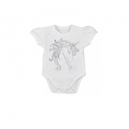 Îmbrăcăminte fete - Body cu maneca scurta pentru fete Koala Unicorn 08-562A_62 cm, Alb