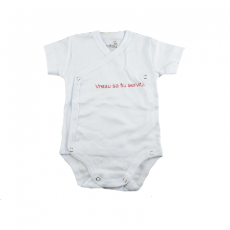 Îmbrăcăminte fete - Body cu maneca scurta pentru fete Pifou Model 10 MS M10-MS2-50, Alb