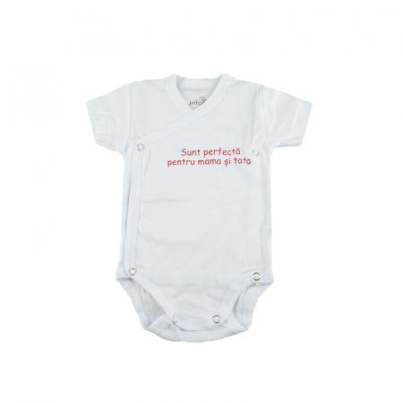 Îmbrăcăminte fete - Body cu maneca scurta pentru fete Pifou Model 10 MS M10-MS4-56, Alb