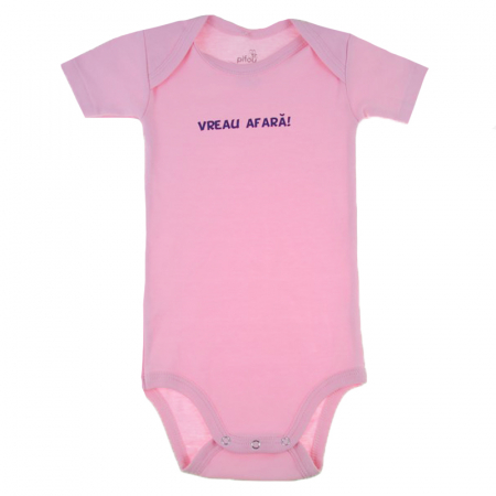 Îmbrăcăminte fete - Body cu maneca scurta pentru fete Pifou Model 6 MS6RZ-89-92-cm, Roz