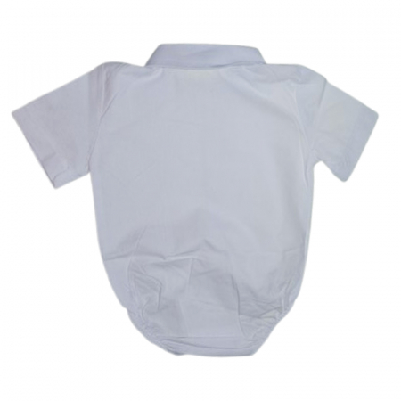 Body cu maneca scurta, tip camasa pentru baieti, Mini Junior, BC0307, Alb [1]