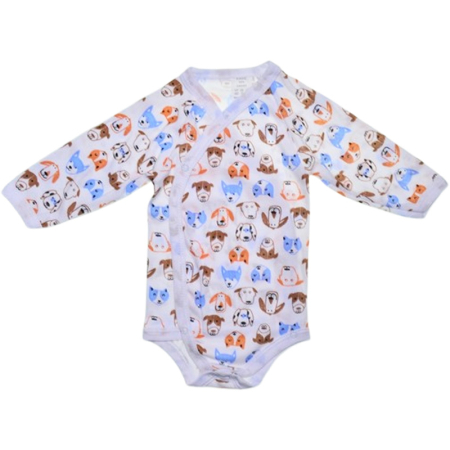 Body-uri baieti - Body din bumbac, cu maneca lunga, cu imprimeu, pentru bebelusi, Mini Junior 1411C-68, Alb