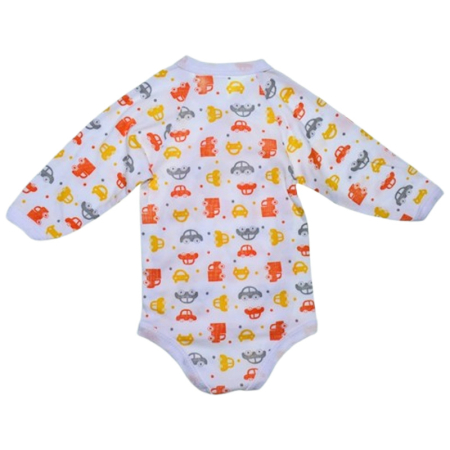 Body din bumbac, cu maneca lunga, cu imprimeu, pentru bebelusi, Mini Junior 1411M-68, Alb [1]