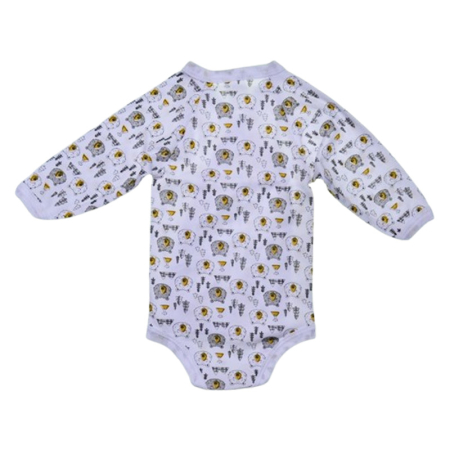 Body din bumbac, cu maneca lunga, cu imprimeu, pentru bebelusi, Mini Junior 1411U-68, Alb [1]