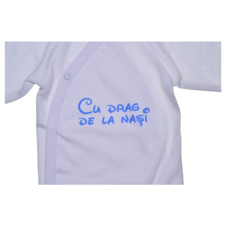 Body din bumbac, cu maneca lunga,  cu mesaj, pentru bebelusi, Mini Junior 1411A-68, Alb [1]