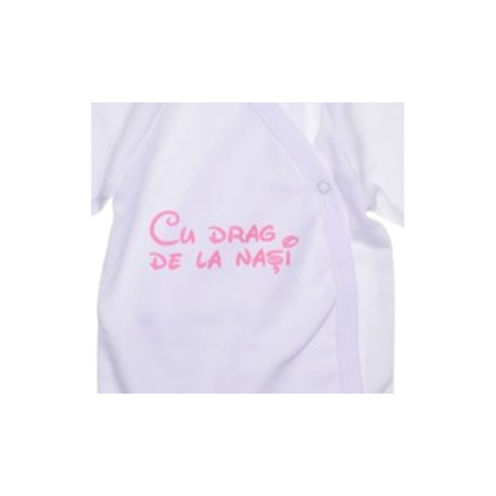Body din bumbac, cu maneca lunga, cu mesaj, pentru bebelusi, Mini Junior 1411R2-68, Alb [1]