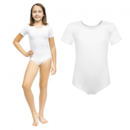 Îmbrăcăminte fete - Body pentru gimnastica fete Marcinkowski 114485A, Alb