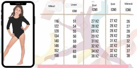 Body pentru gimnastica fete Marcinkowski 406522-116, Roz [4]