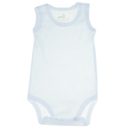 Body-uri baieti - Body tip maiou pentru copii Pifou Model 5 BP1-74-cm, Alb