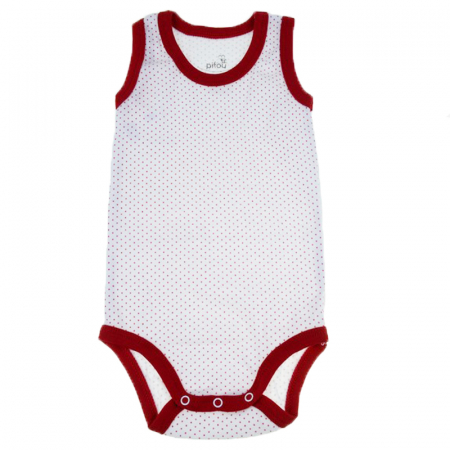 Body-uri baieti - Body tip maiou pentru copii Pifou Model Model 5F2-70-76-cm, Alb