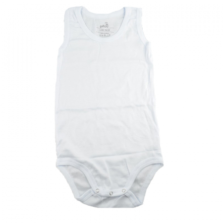 Body-uri baieti - Body tip maiou pentru copii Pifou Model 5 M5-A-48208-98-cm, Alb