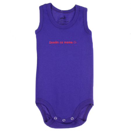 Body-uri fete - Body tip maiou pentru fete Pifou Model 5 BMF1-M1-76-82-cm, Mov