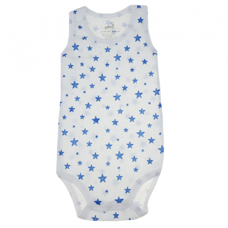 Body-uri baieti - Body tip maiou pentru baieti Pifou Model 5 BFMP-2-68-cm, Alb