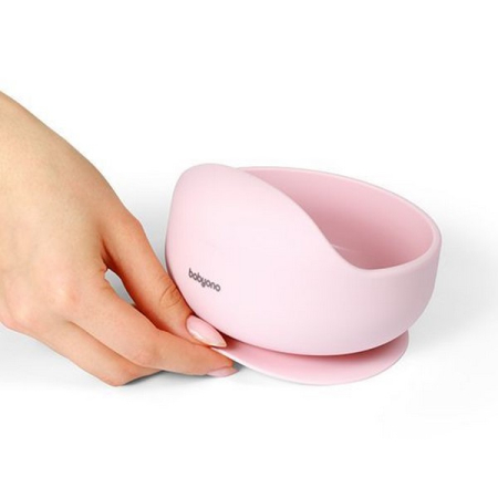 Bol din silicon cu ventuza, 12 x 7,5 cm, BabyOno 1481/02, Roz [1]