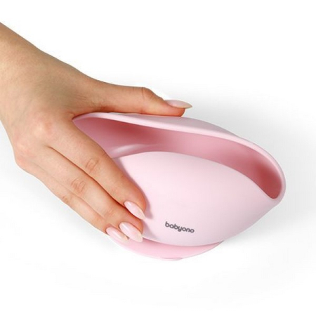 Bol din silicon cu ventuza, 12 x 7,5 cm, BabyOno 1481/02, Roz [2]