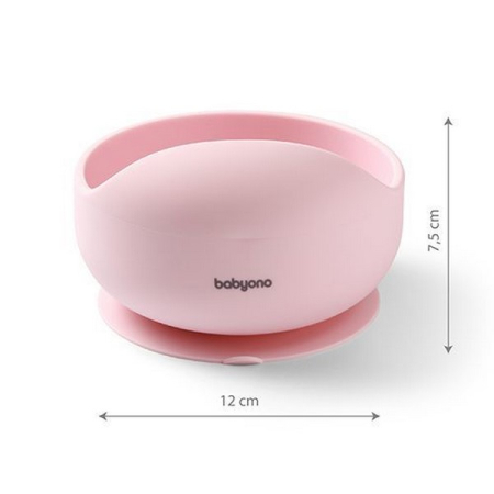 Bol din silicon cu ventuza, 12 x 7,5 cm, BabyOno 1481/02, Roz [3]