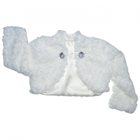 Bolero, cardigane si pulovere fete - Bolero din blanita pentru fete Mini Junior BLRO2-C-98-cm, Crem